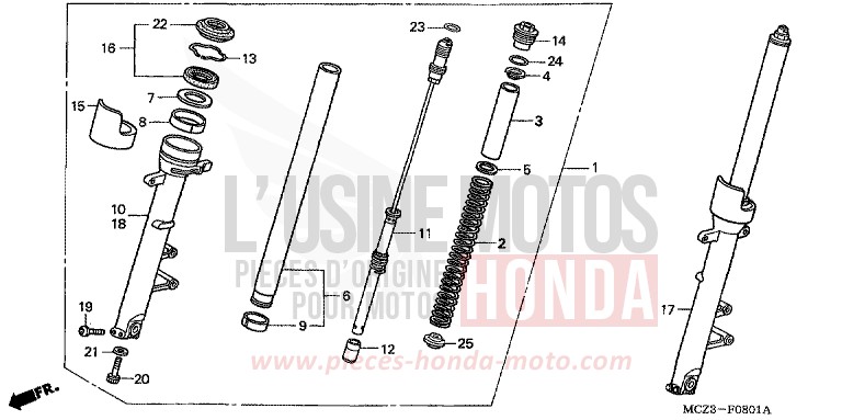 FRONT FORK (CB900F4/5/6/7) for Hornet 900 DEGITAL SILVER METALLIC (NHA30) from 2007